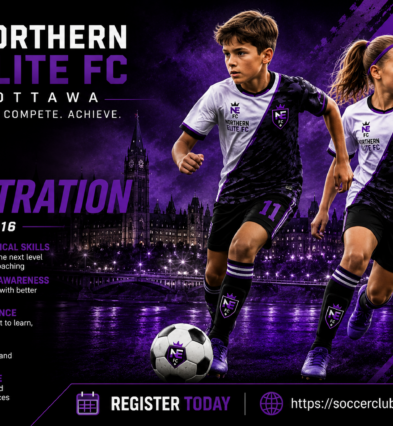 Northern Elite FC U11 soccer registration in Ottawa for boys and girls born in 2015 and 2016.