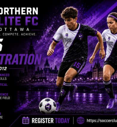 Northern Elite FC U15 soccer registration in Ottawa for boys and girls born in 2011 and 2012.